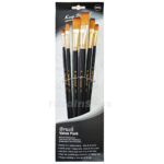 Keep Smiling 6pcs Black Color Flat Paint Brushes Set for Watercolor Acrylic Oil Gouache Painting