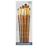 Keep Smiling 6pcs Filbert Paint Brushes Set for Watercolor Acrylic Oil Gouache Painting