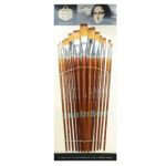Keep Smiling 13pcs Flat Paint Brushes Set Long Handle Stick for Watercolor Acrylic Oil Gouache Painting