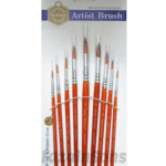 Keep Smiling 9pcs Orange Color Round Paint Brushes Set for Watercolor Acrylic Oil Gouache Painting