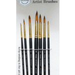 Keep Smiling 7pcs Black and Grey Color Round Paint Brushes Set for Watercolor Acrylic Oil Gouache Painting