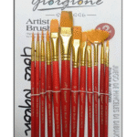 Giorgione12pcs Red Color Mix Paint Brushes Set for Watercolor Acrylic Oil Gouache Painting