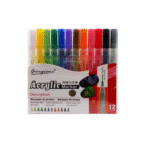 Giorgione Professional Acrylic Marker Pens – 12 Colors Set (1 mm Round Tip, Acid-Free)