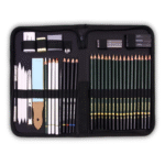 Keep Smiling Professional 42-Piece Sketching & Drawing Set - Comprehensive Graphite & Charcoal Art Kit with Zippered Carry Case