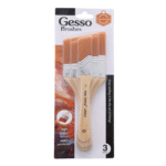 Keep Smiling 3-Piece Gesso Brush Set - 1" Synthetic Nylon Flat Brushes for Priming, Varnishing, and Acrylics (A6085X)