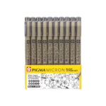 Sakura Pigma Micron Fineliner Pointers – Set of 10 Black Professional Drawing Pens