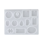12-Cavity Silicone Resin Mold for Keychains & Jewelry - Multiple Geometric Shapes