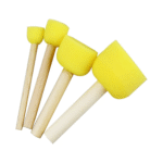 4-Piece Round Sponge Brush Set – Foam Stippler Pouncers with Wooden Handles for Arts & Crafts
