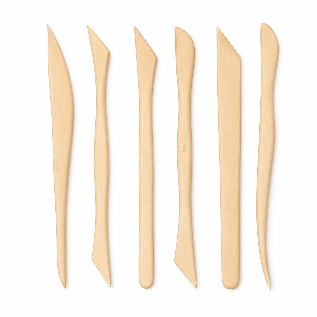 6-Piece Wooden Clay Modeling & Sculpture Tool Set - 8 Inch Professional Pottery Carving Kit