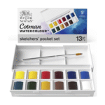 Winsor & Newton Cotman Watercolor Sketchers' Pocket Set - 13 Piece Travel Set with 12 Half Pans and Brush