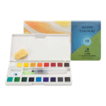 Maries Water Color 18 Cake Set with Water Brush Pen - Portable Travel Kit