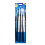 6 Pcs Artist Paint Brush Set – White Hog Bristle Filbert Brushes for Oil, Acrylic & Alkyd Painting